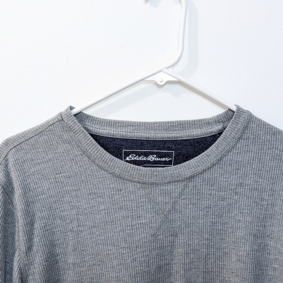 Eddie Bauer Waffle Textured Long Sleeve Gray Sleepwear Shirt Men’s Medium - Picture 2 of 13